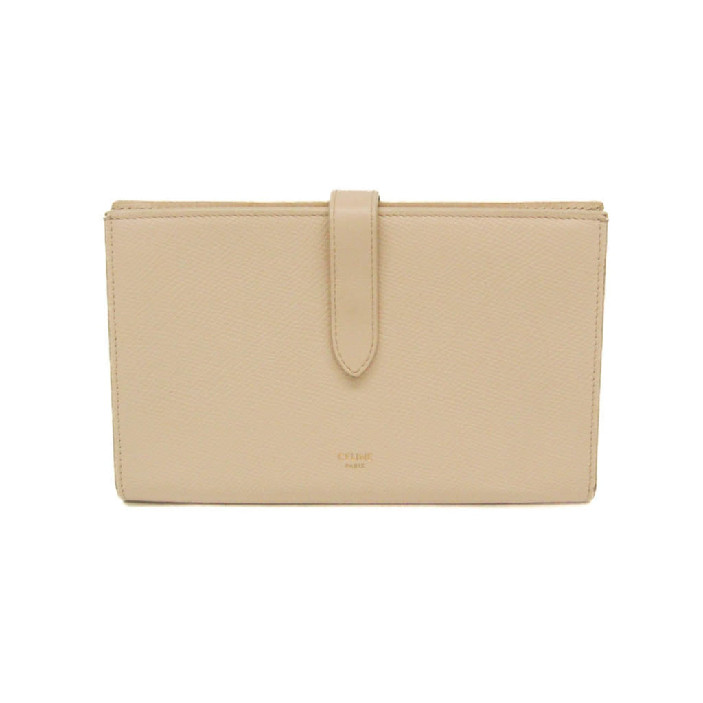 Celine Large Strap Wallet 10B633 Women's  Calfskin Long Wallet (bi-fold) Light Beige