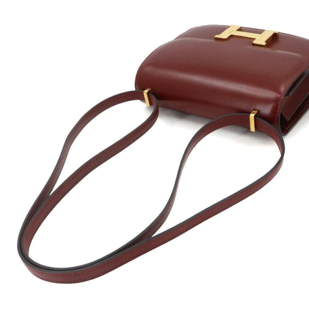 Hermes Constance 3 Mini 18 Shoulder Handbag, Box Calf Leather, Rouge H, Gold Hardware — Like New