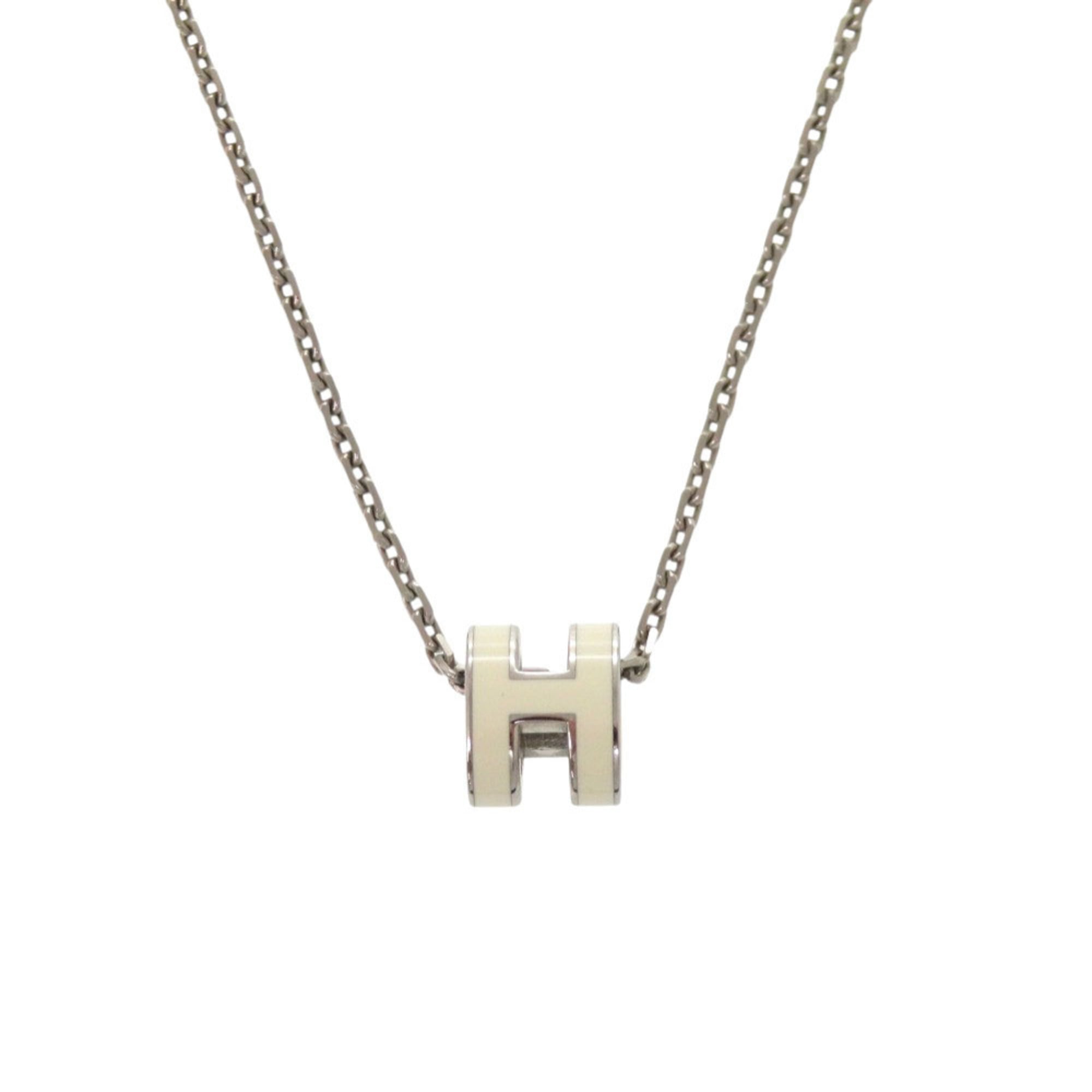 Hermes Pop H Mini White Silver Hardware Necklace Accessory 0295 HERMES — Like New
