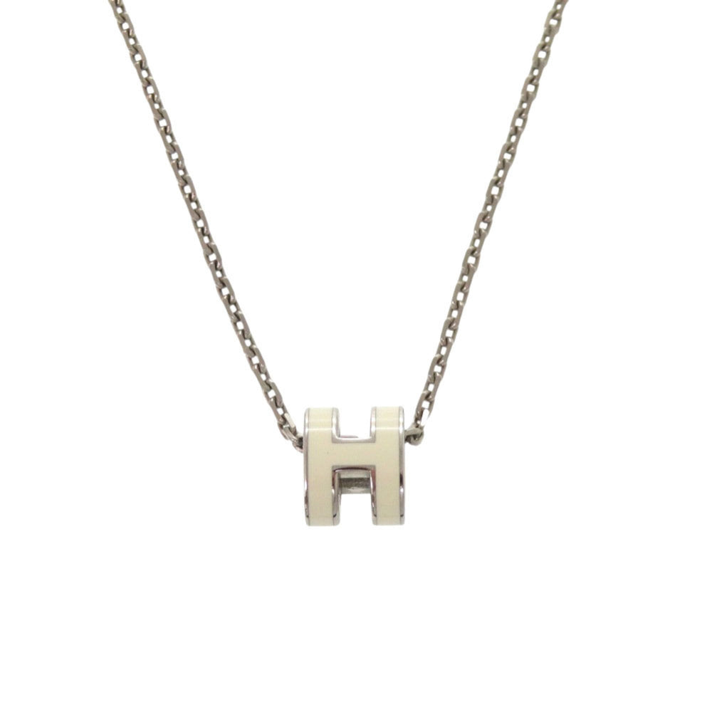 Hermes Pop H Mini White Silver Hardware Necklace Accessory 0295 HERMES — Like New