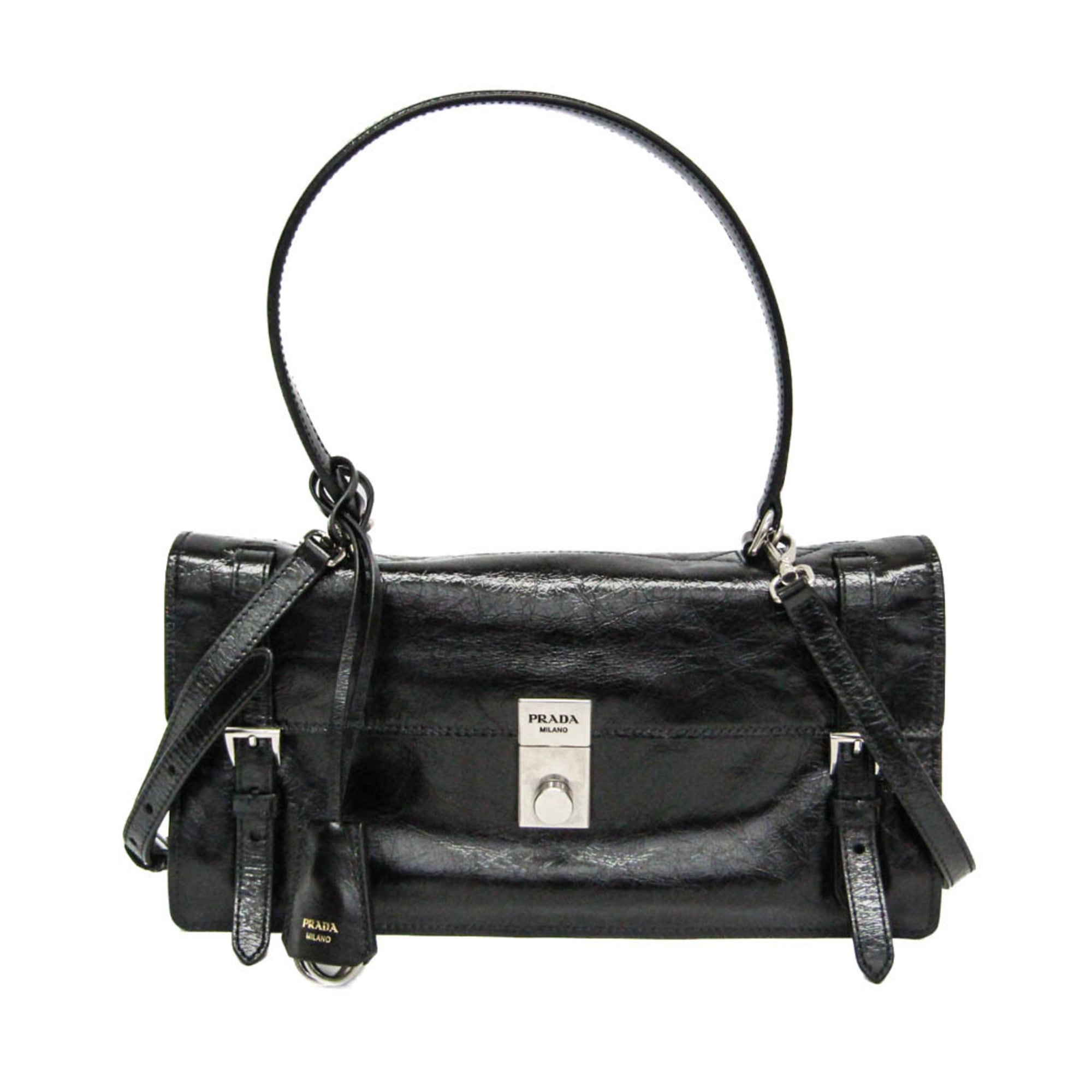Prada 1BN026 Women's Leather Handbag,Shoulder Bag Black — Like New