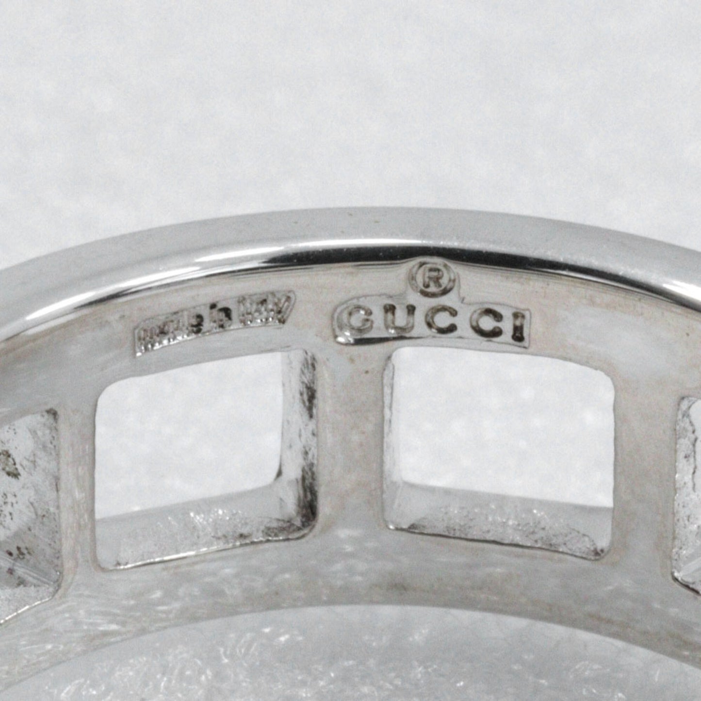 Gucci Square Ring, Size 12, Sterling Silver, Approx. 4.3g, Open Square, Women's