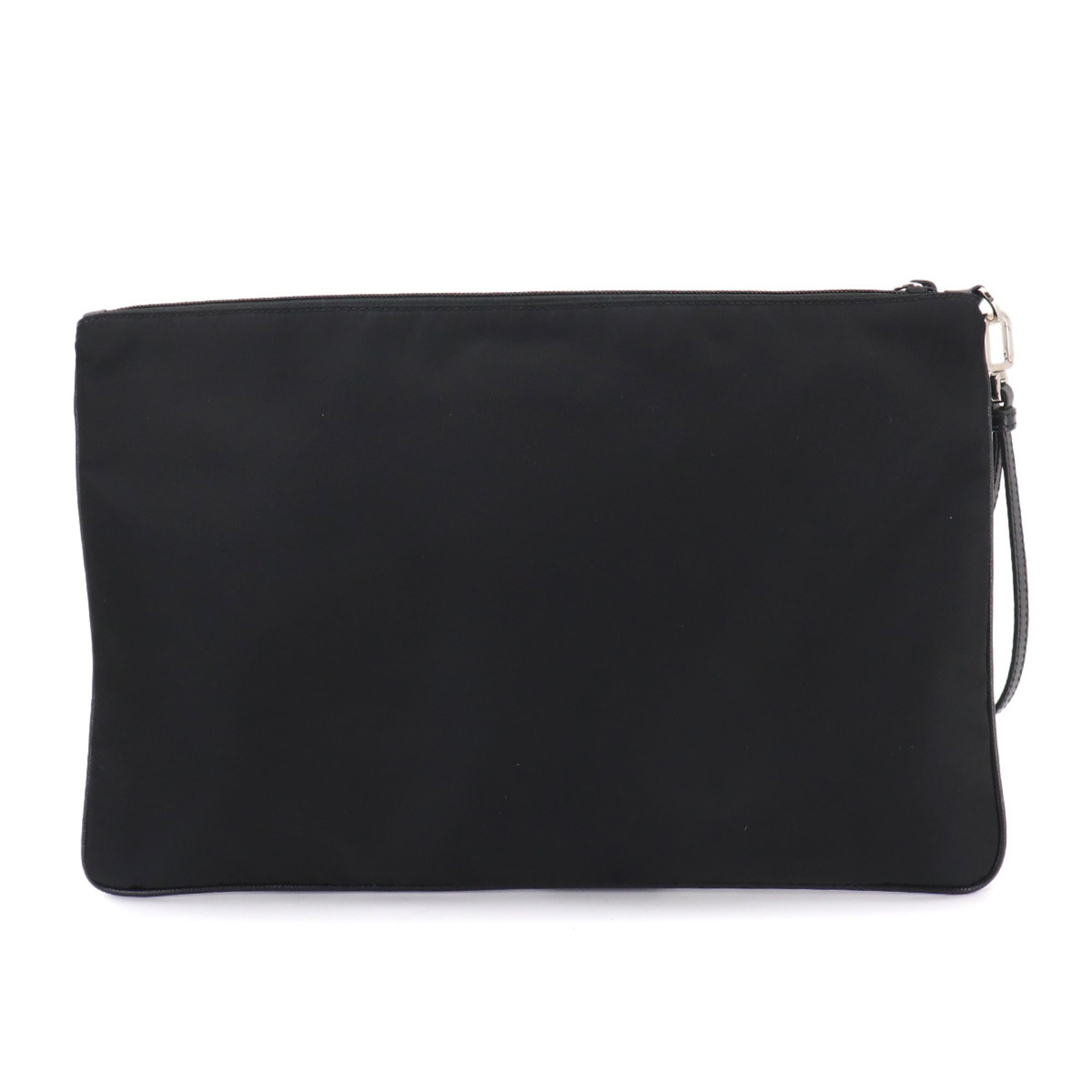 Prada Clutch Handbag, Nylon & Saffiano Leather, Black, 2VN012 — Like New