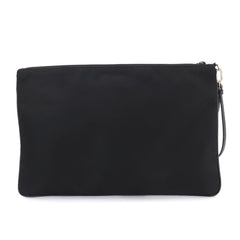 Prada Clutch Handbag, Nylon & Saffiano Leather, Black, 2VN012 — Like New