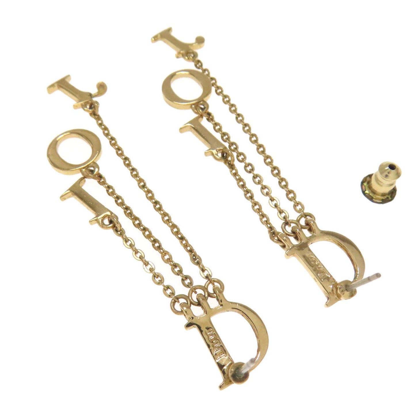 Christian Dior logo chain earrings in metal for women