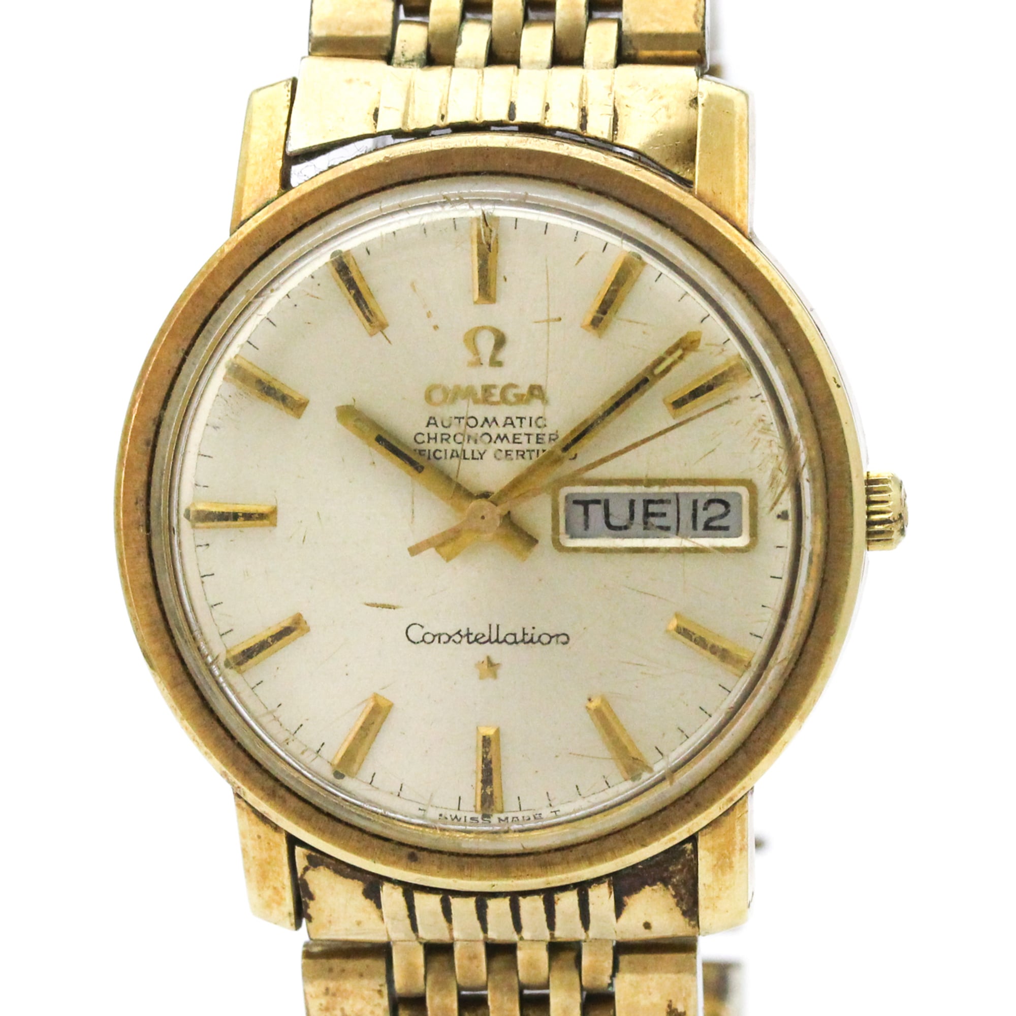 OMEGA Constellation Day Date Cal 751 Gold Plated Automatic Mens Watch 168.016 Vintage — Good