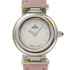 FENDI Watch 320L Stainless Steel x Embossed Leather Quartz Analog Display White Shell Dial Women's — Good