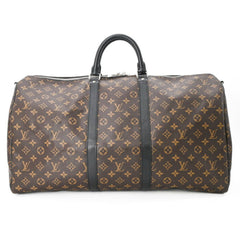 LOUIS VUITTON Louis Vuitton Boston Bag Monogram Macassar Keepall Bandouliere 55 Brown M56714 — Like New