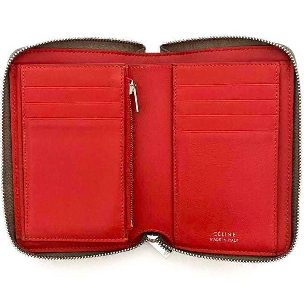 Celine Bi-fold Wallet Medium Zip Around ec-22184 Beige 104393AFE.03UN Round Leather U-PG-0188 CELINE Folding Compact Multi-function