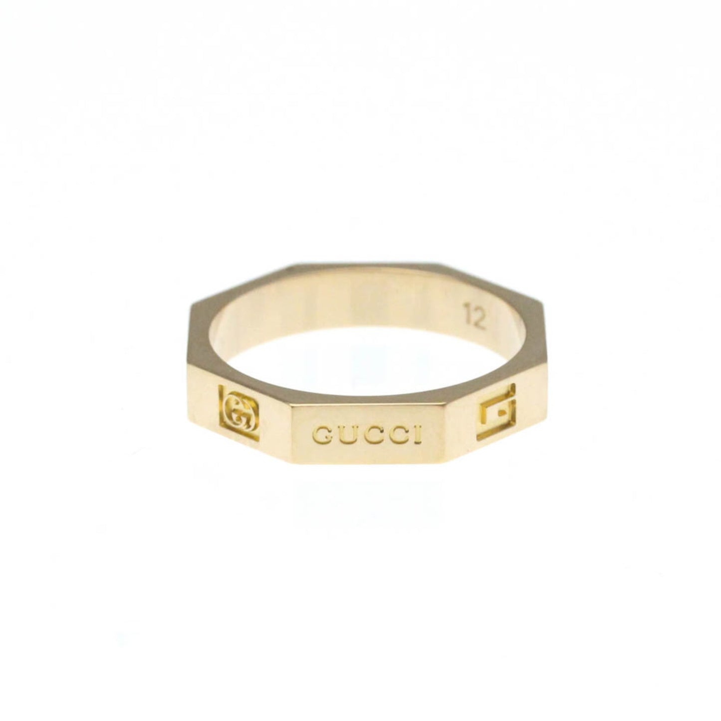 Gucci Octagonal Ring Pink Gold (18K) Fashion No Stone Band Ring Pink Gold