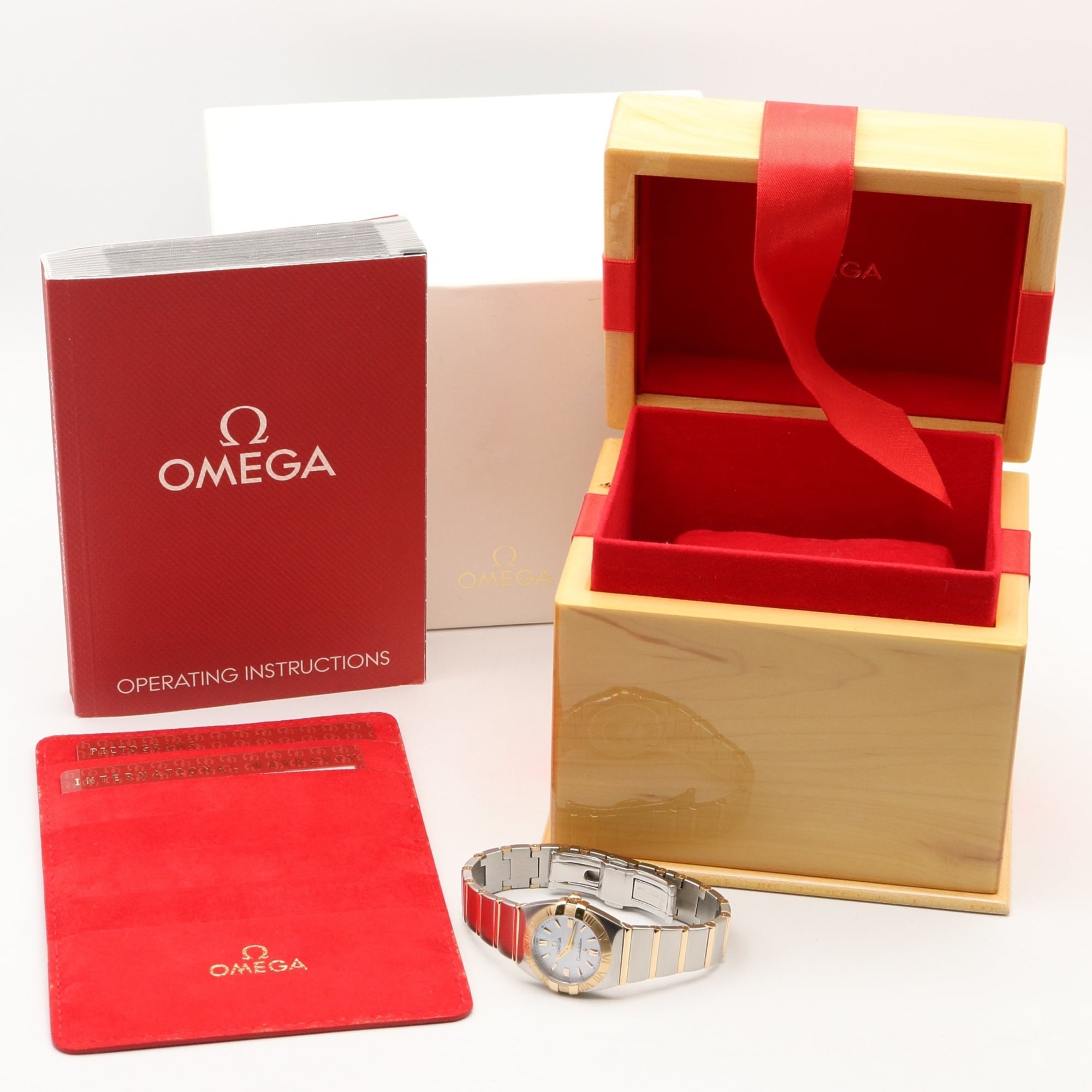 Omega Constellation Double Eagle Watch, 18K (Yellow Gold) Stainless Steel, Ladies', White/White Mother-of-Pearl Case, 1381.70 — Very Good