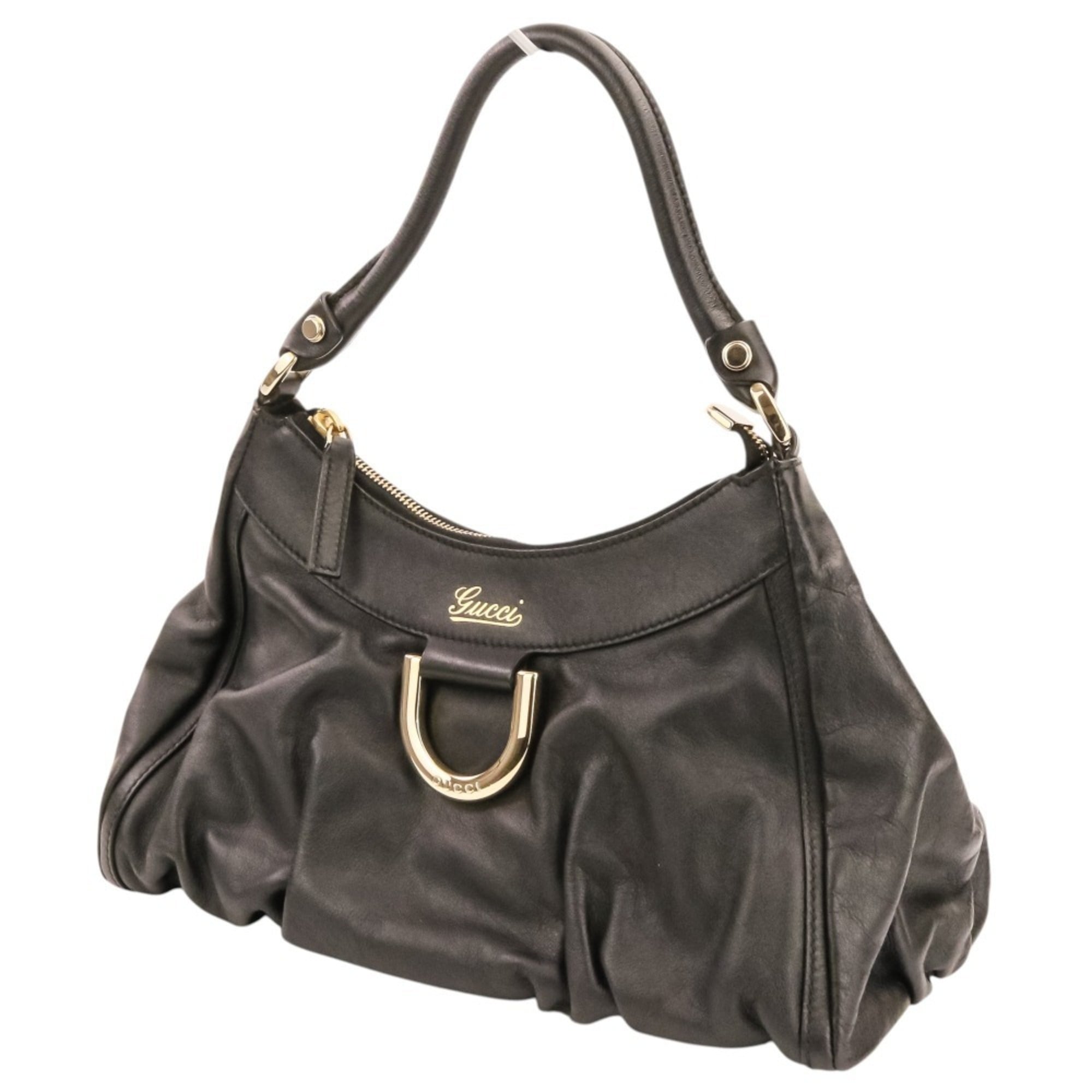 GUCCI Leather One-Shoulder Bag Handbag 190525 493075 Black Women's — Like New