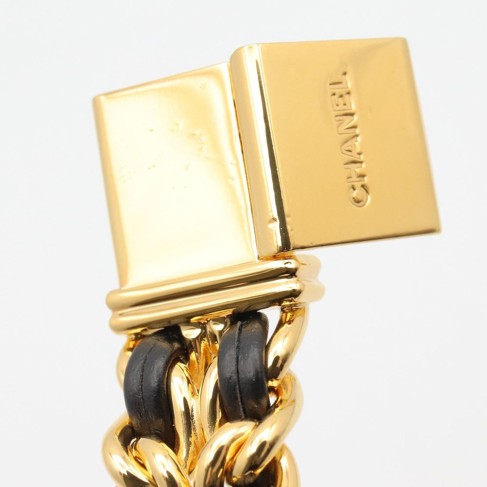 Chanel CHANEL Première XL Watch, Gold Plated (GP), Leather Strap, Women's, Black, H0001 — Very Good