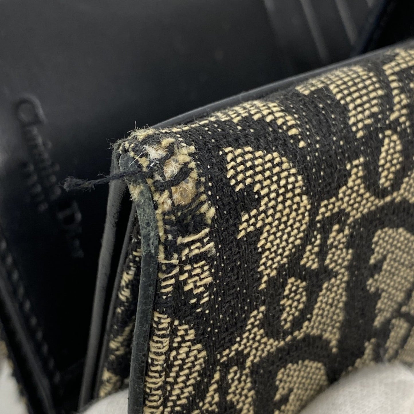 Christian Dior Trotter Saddle Canvas Long Wallet, Black, Women's