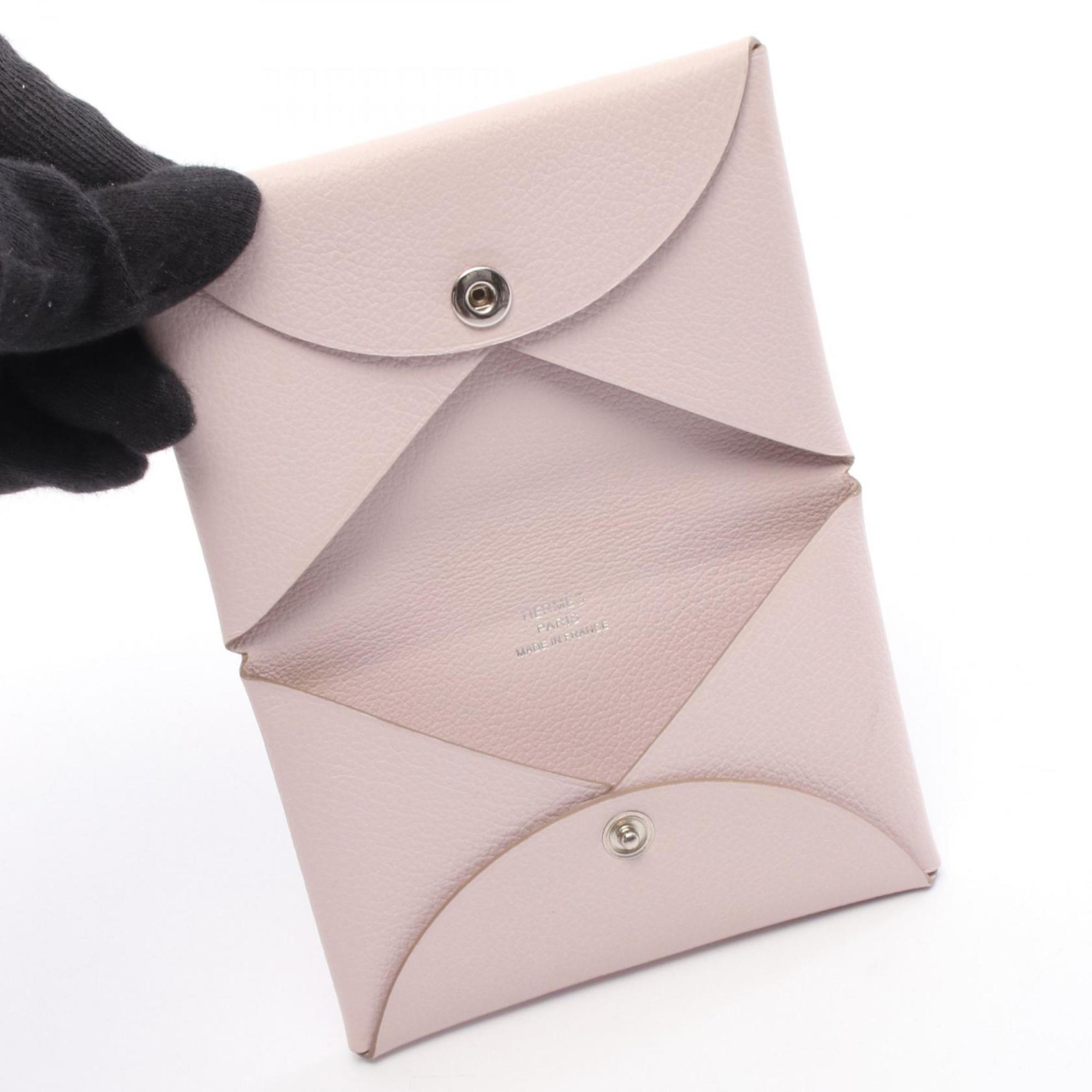 Hermes Hermès Calvi wallet, coin purse, leather, Evercolor, women's, pink