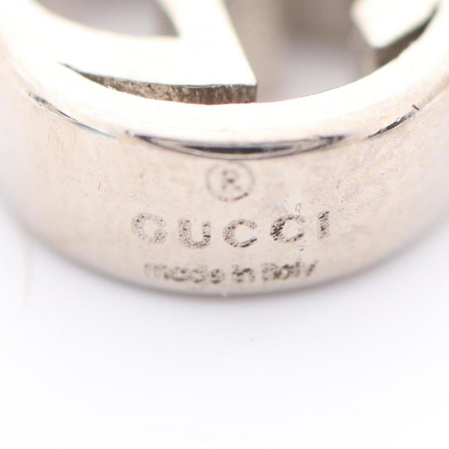Gucci Interlocking G Nail Piercings, Stainless Steel with Rhinestones, Silver and Clear, 720757