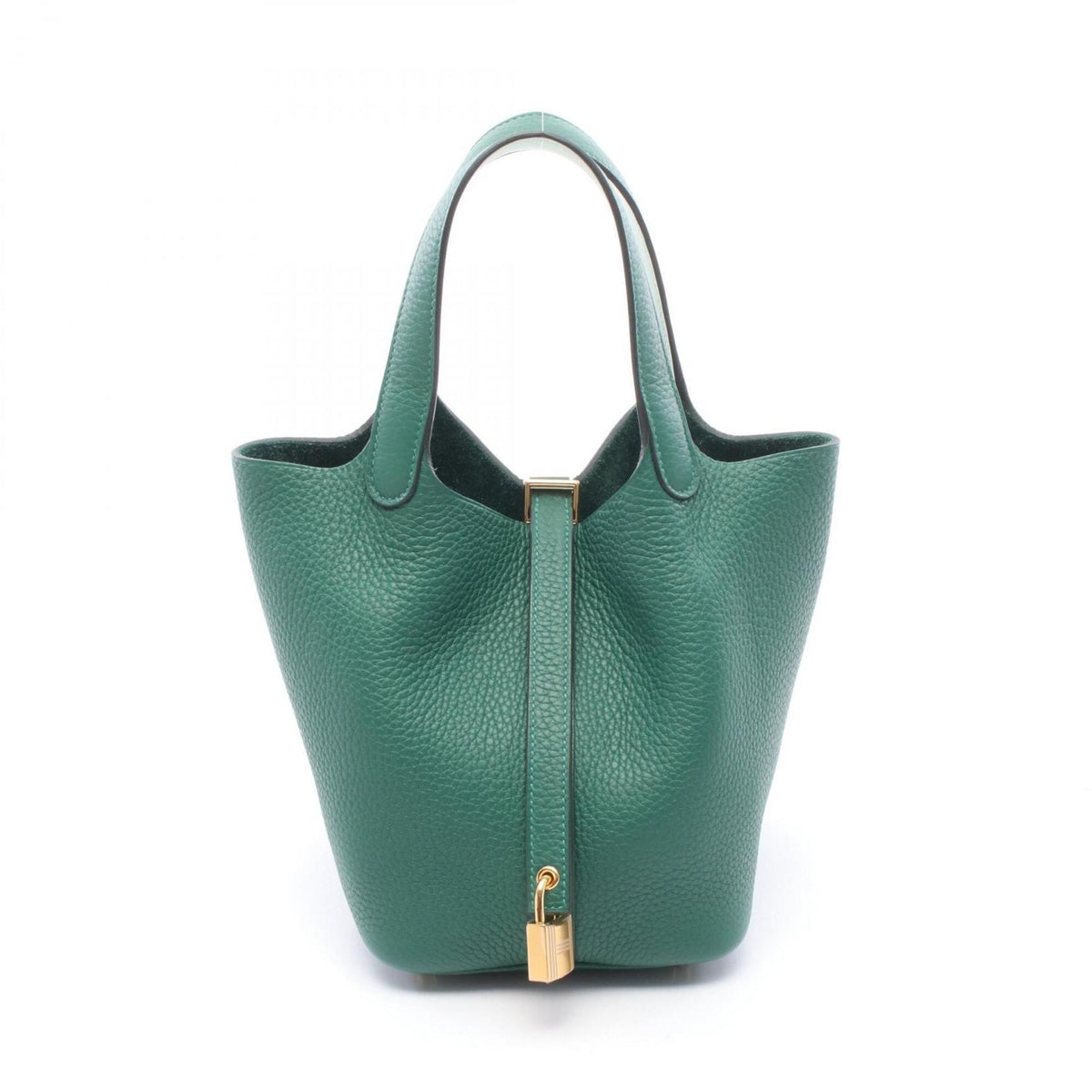 Hermes Picotin Lock Eclat PM Handbag, Leather, Taurillon Clemence, Veau Swift, Women's, Green, Vert Moyen, Peppermint — New - Store Return
