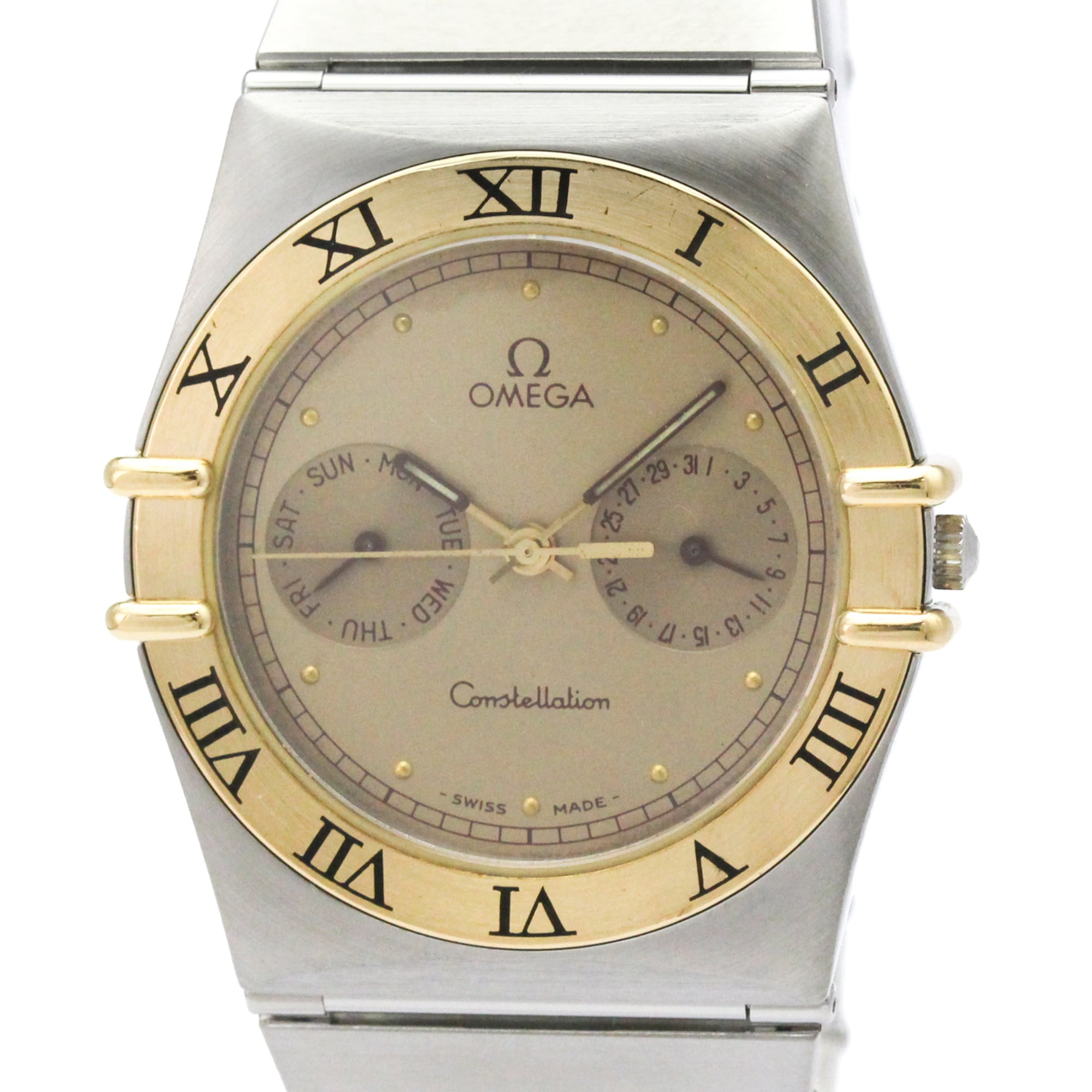 OMEGA Constellation 18K Gold Steel Quartz Mens Watch 396.1070 Polished — Very Good