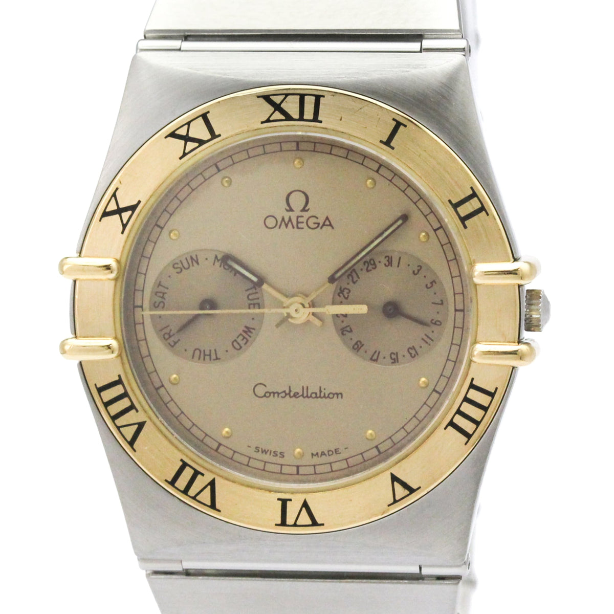 OMEGA Constellation 18K Gold Steel Quartz Mens Watch 396.1070 Polished — Very Good