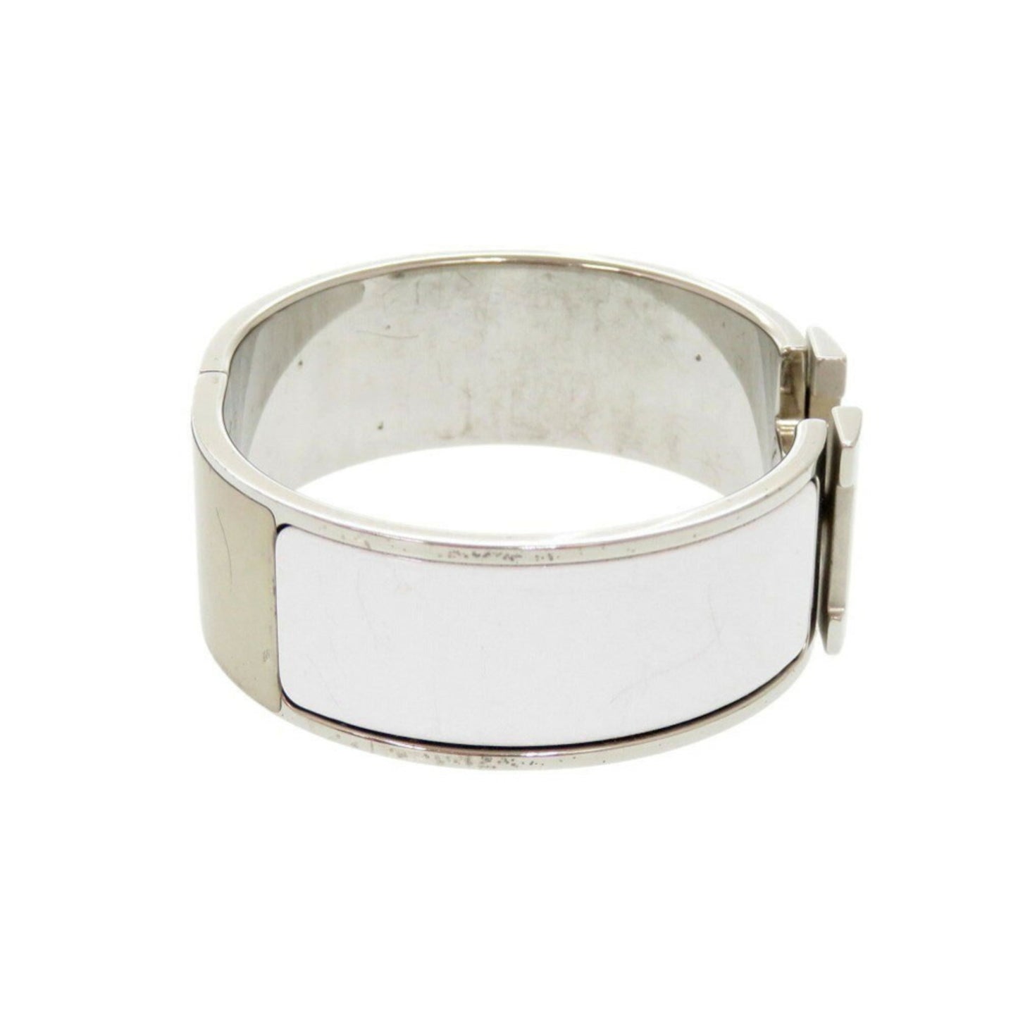 Hermes H motif Click Clack GM metal white silver P stamp (made in 2012) bracelet bangle 1053HERMES