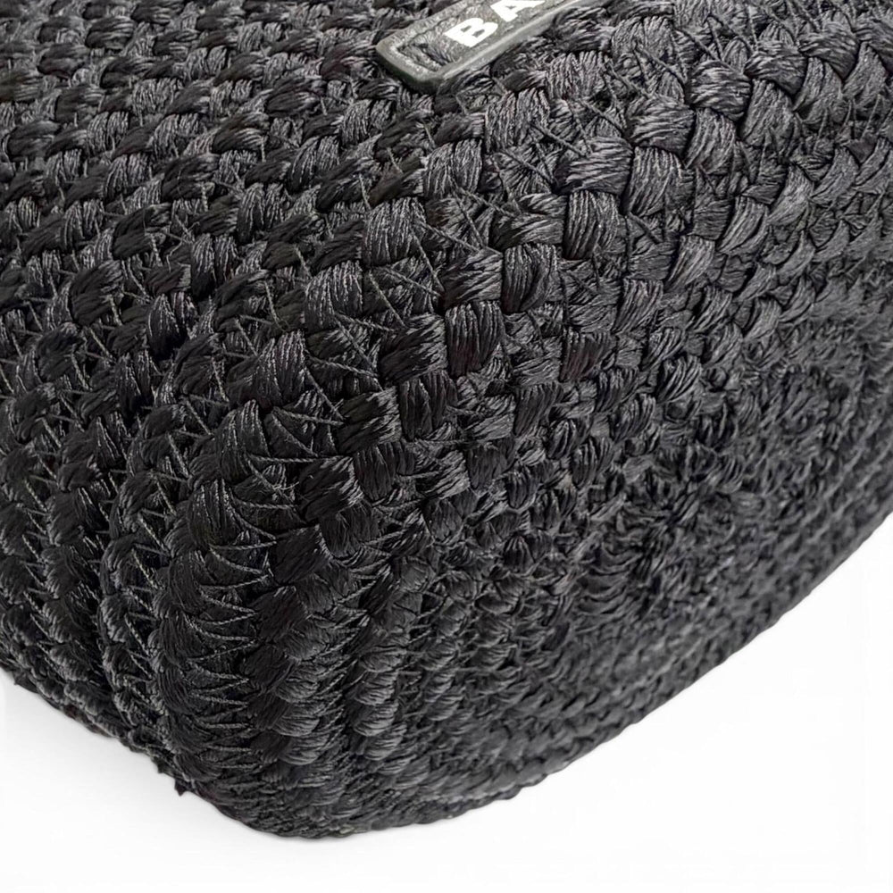 BALENCIAGA 695612 Ibiza Small Strap Logo 2-Way Basket Bag Summer Handbag Shoulder Black Made in Italy Women's with Dust — Like New