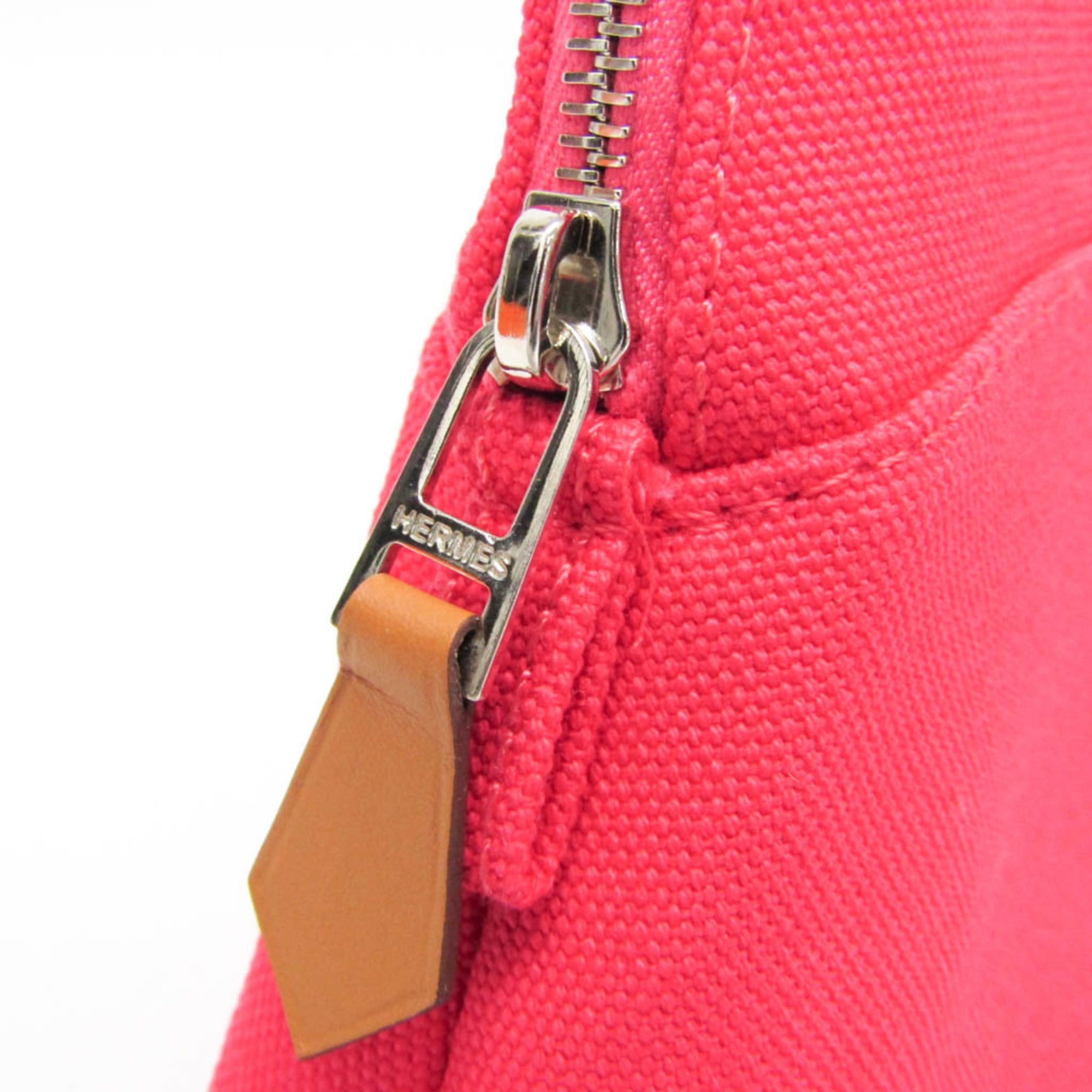 Hermes Bolide Mini Women's Cotton,Leather Pouch Brown,Pink — Like New