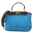 FENDI handbag shoulder bag peekaboo polyester leather blue x brown ladies 8BN244-AFP3 h30812a