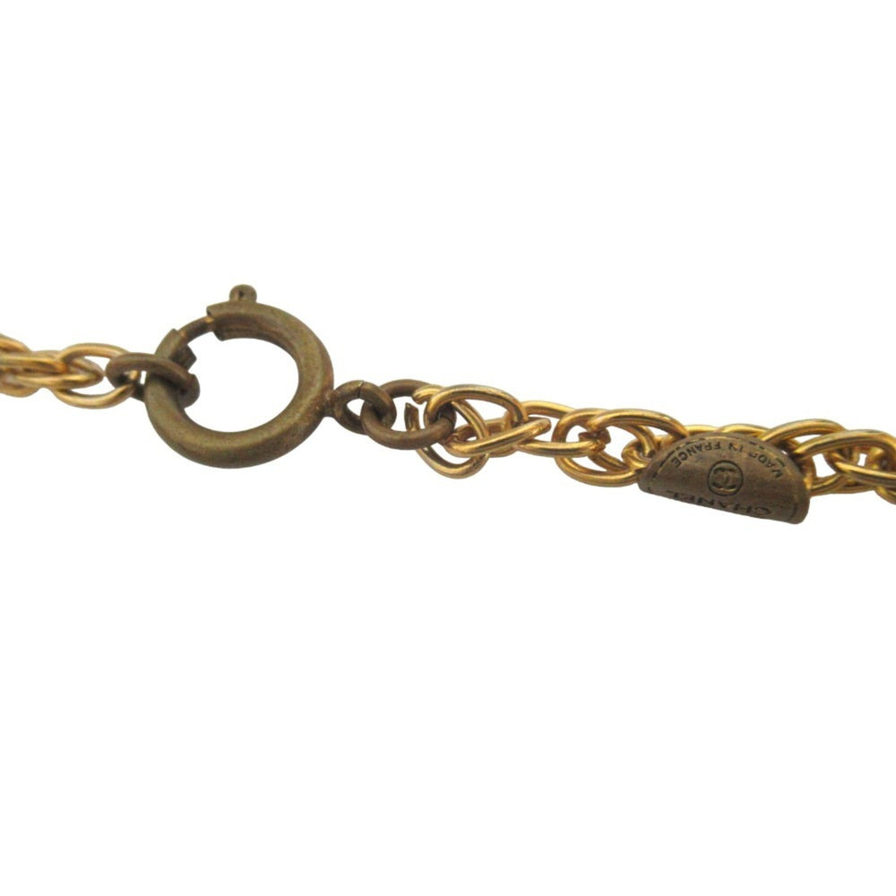 CHANEL Coco Mark Rhinestone Chain Necklace, GP Gold Color, Women's — Like New