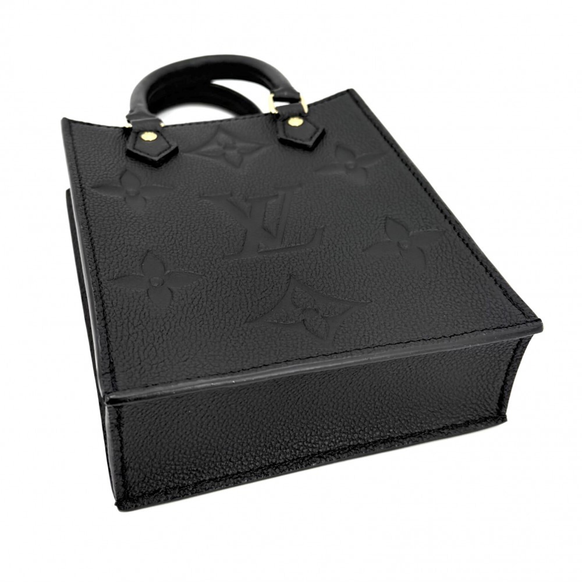 Louis Vuitton Women's Monogram Empreinte Petite Sac Plat Mini Shoulder Bag, Handbag, Crossbody Pouch, Black, LOUIS VUITTON M81417 Noir Gold Hardware — Like New