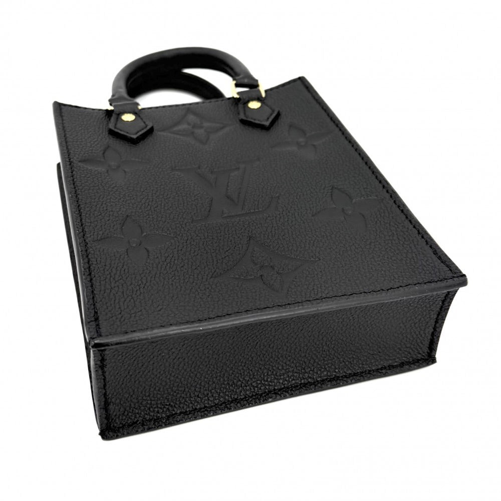 Louis Vuitton Women's Monogram Empreinte Petite Sac Plat Mini Shoulder Bag, Handbag, Crossbody Pouch, Black, LOUIS VUITTON M81417 Noir Gold Hardware — Like New