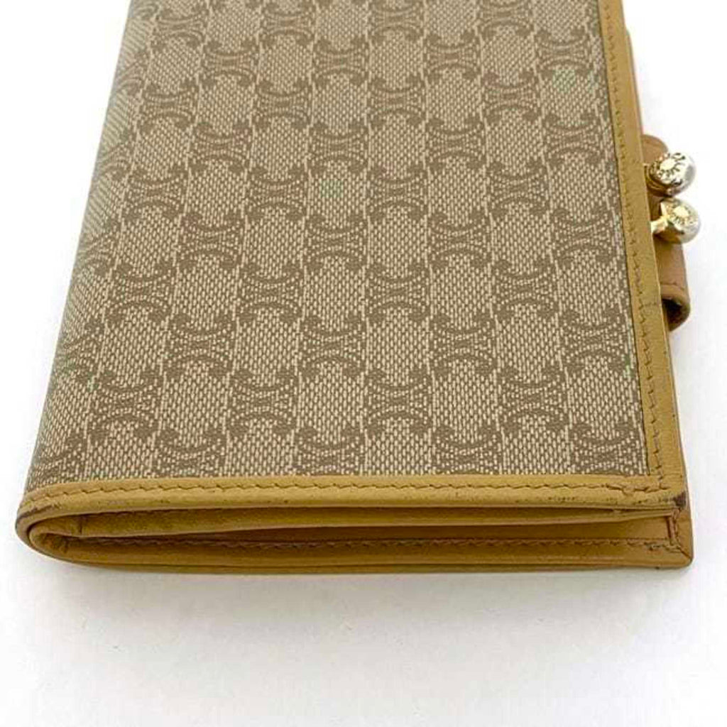 Celine Bi-fold Wallet ec-22515 Beige Yellow Macadam PVC Leather M13 CELINE Folding for Women Compact Mini