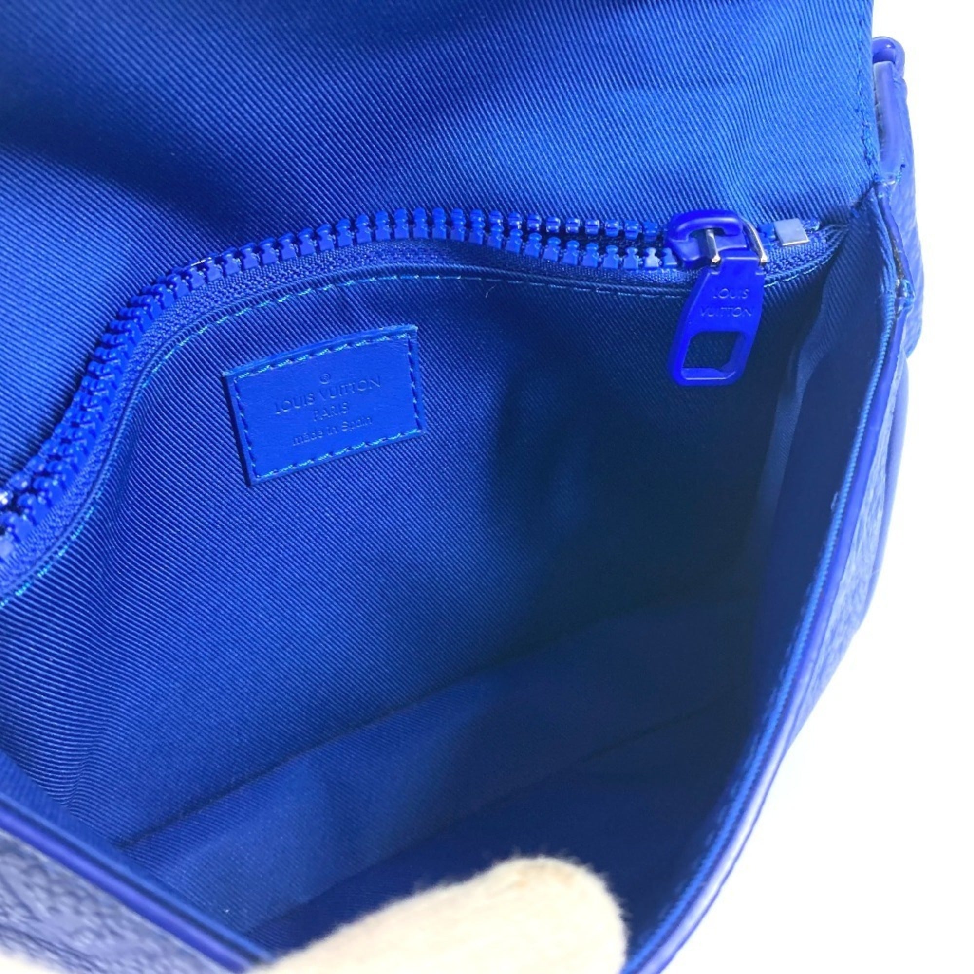 LOUIS VUITTON M58486 Monogram Taurillon S Rock Sling Bag, Belt Cross Shoulder Body Leather, Men's, Women's, Blue — Like New