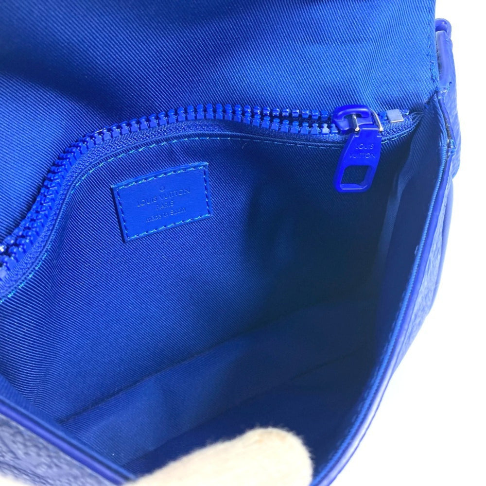 LOUIS VUITTON M58486 Monogram Taurillon S Rock Sling Bag, Belt Cross Shoulder Body Leather, Men's, Women's, Blue — Like New
