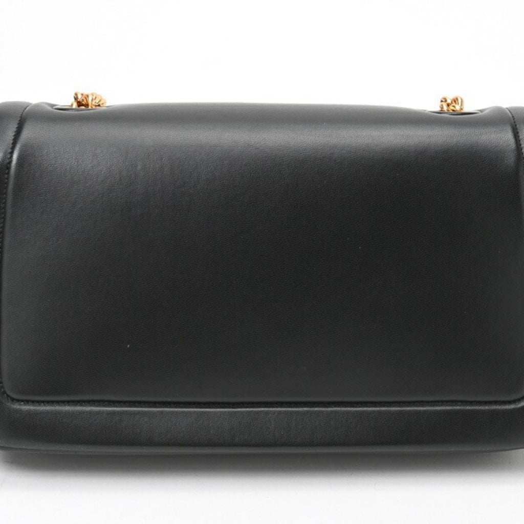 FENDI Baguette Chain Shoulder 8BR783 Leather Black S-157022