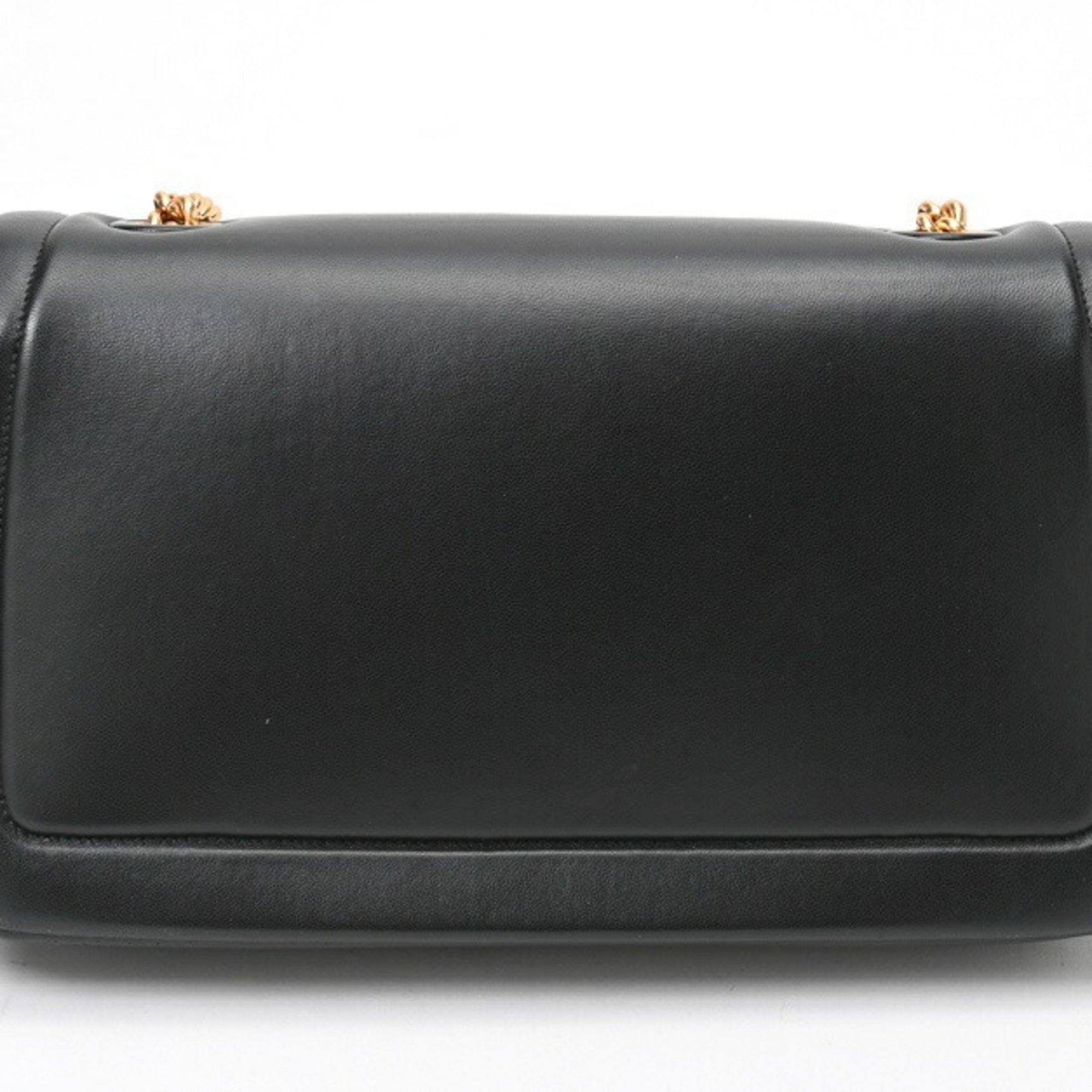 FENDI Baguette Chain Shoulder 8BR783 Leather Black S-157022