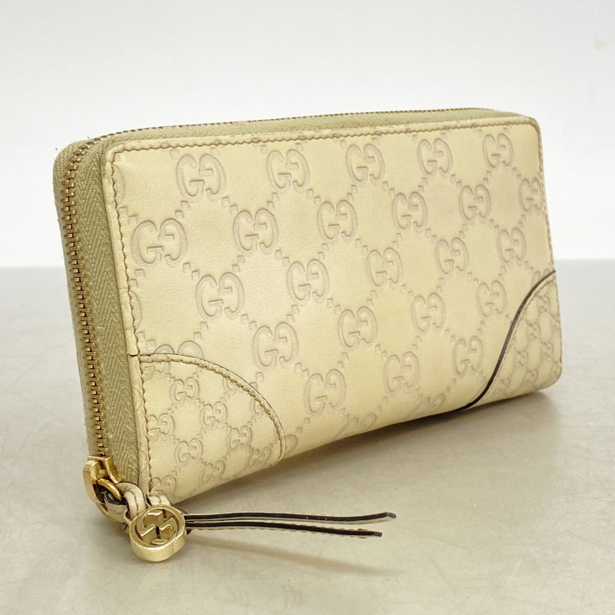 Gucci long wallet Guccissima 394005 leather ivory champagne for men and women