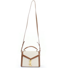 YSL Saint Laurent Cassandra Mini Shoulder Bag, Women's Canvas Brown, KM3046 — Like New