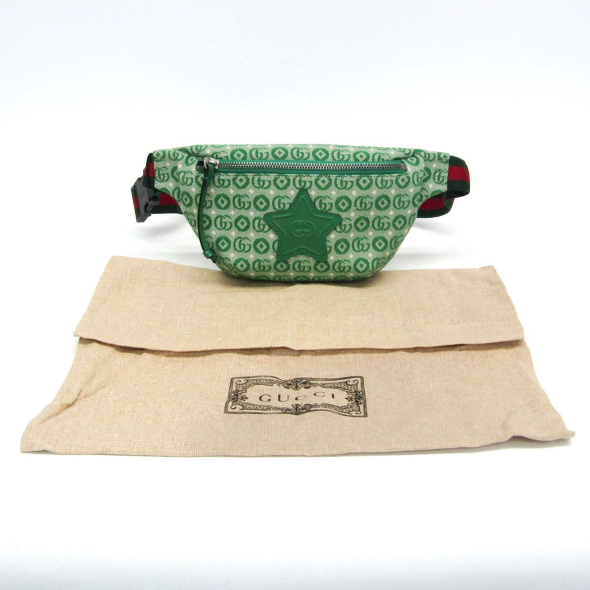 Gucci Interlocking G Childrens Belt Bag 502095 Boys,Girls Canvas Fanny Pack Green — Like New