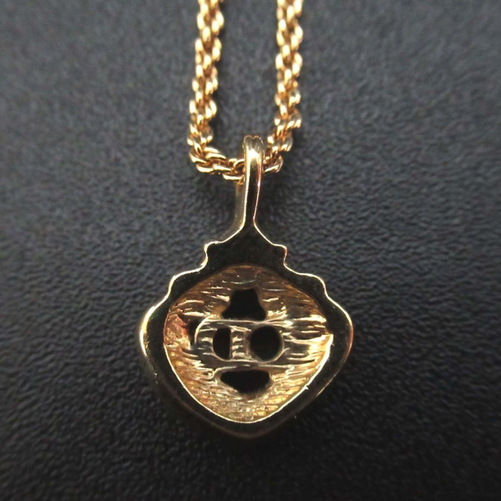 Christian Dior Vintage CD Logo Rhinestone Necklace Pendant GP Gold Color Women's