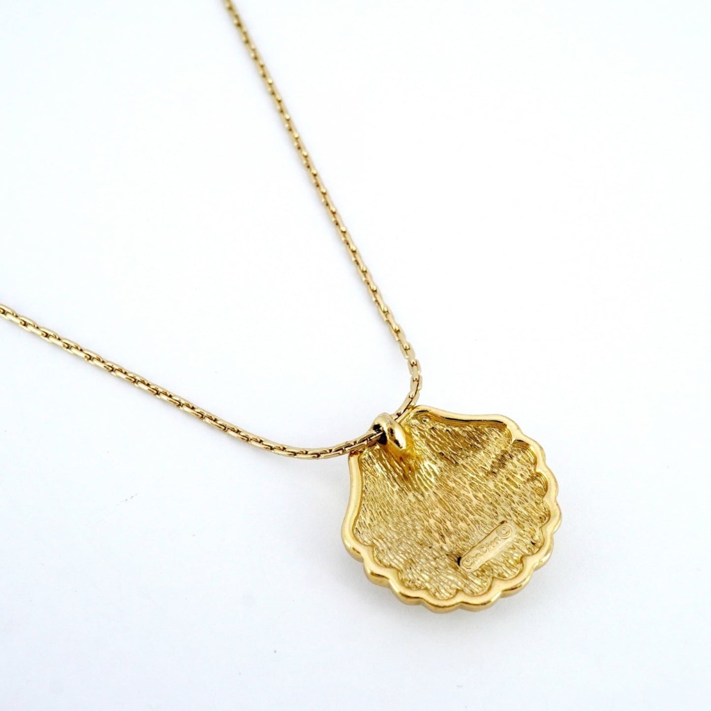 Christian Dior Shell Motif Necklace, GP Plated Gold, Cream, Women's