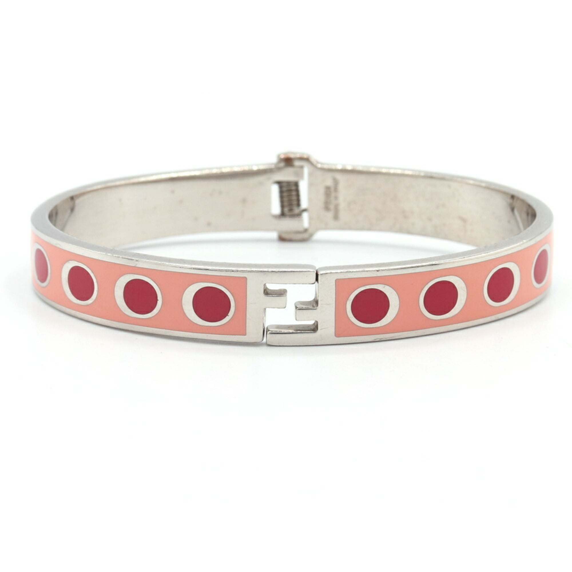 Fendi Bangle, Salmon Pink, Red, and Silver Metal, Medium Size, Women's, FENDI