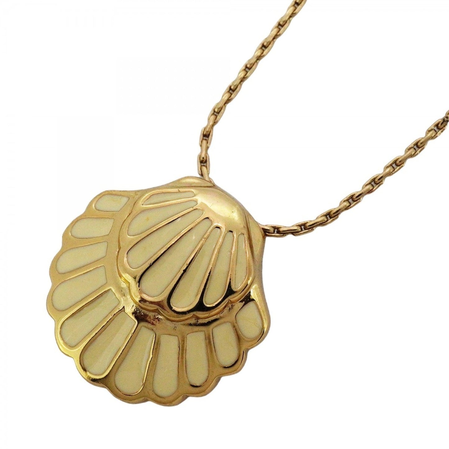 Christian Dior Shell Motif Necklace, GP Plated Gold, Cream, Women's