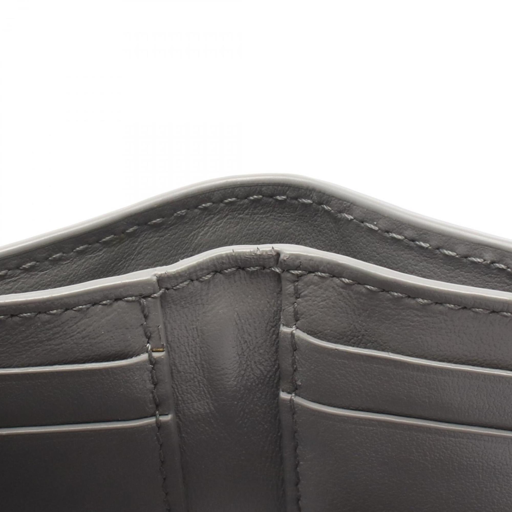 Bottega Veneta Intrecciato Tri-fold Wallet, Leather, Women's, Gray