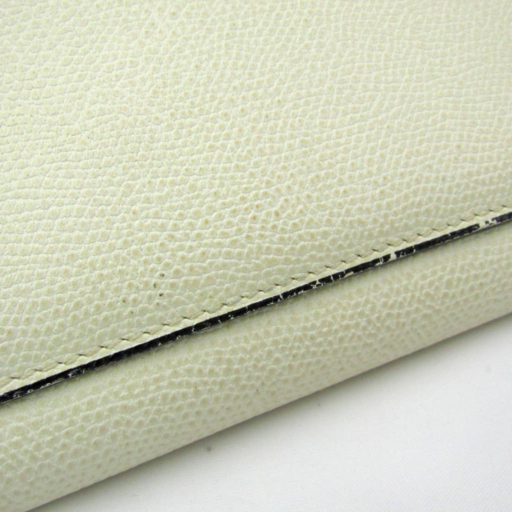 Valextra Removable 12 Card Holder V9L15 Men,Women Leather Long Wallet (bi-fold) Cream