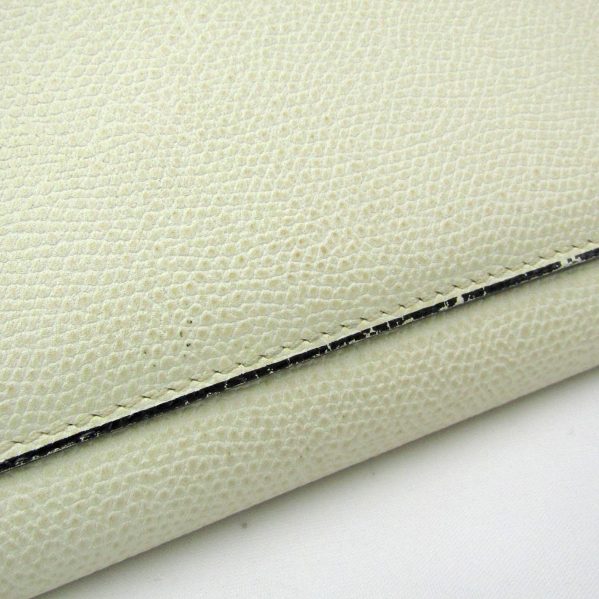 Valextra Removable 12 Card Holder V9L15 Men,Women Leather Long Wallet (bi-fold) Cream