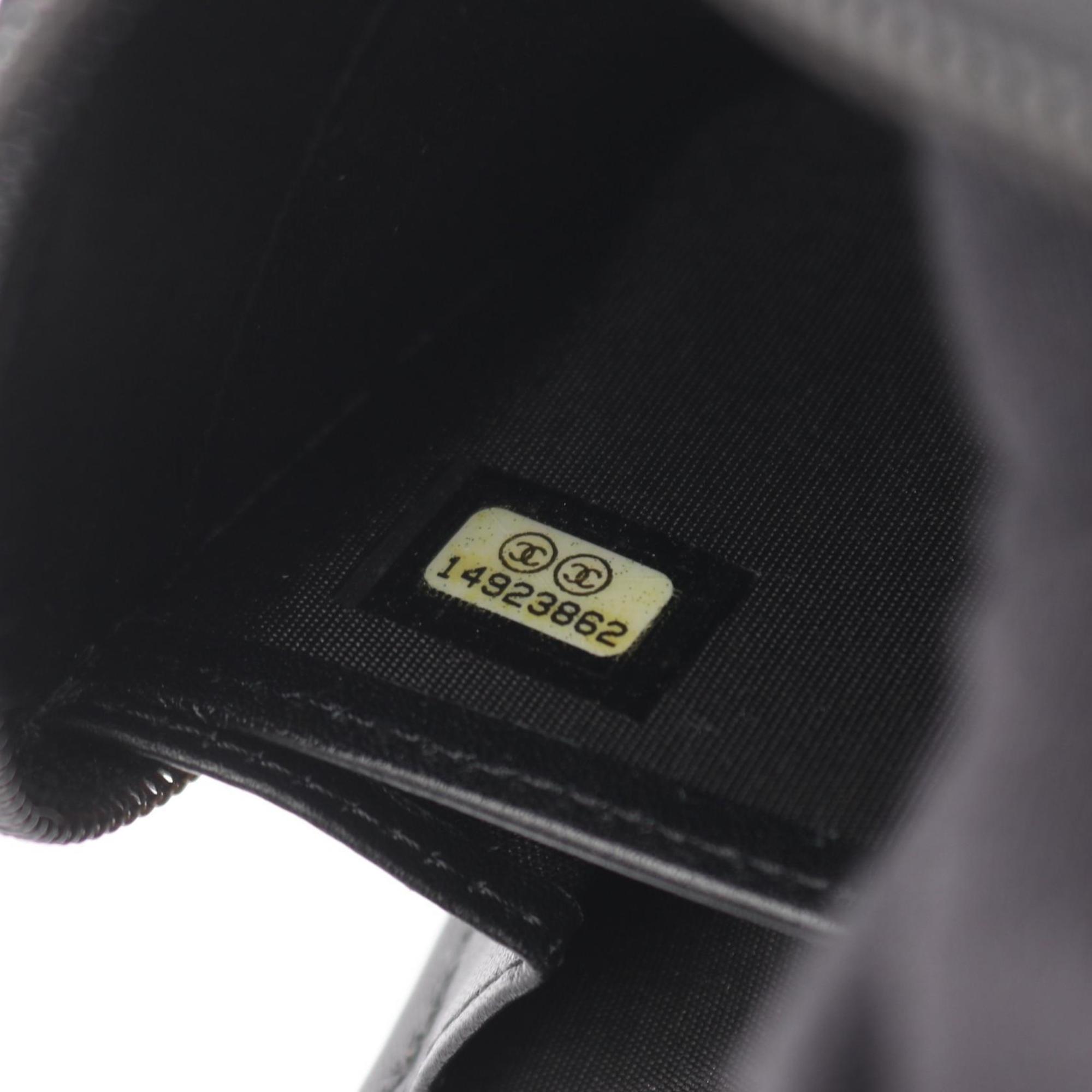 CHANEL Coco Mark Round Long Wallet in Calfskin Leather (Cowhide) for Women, Black