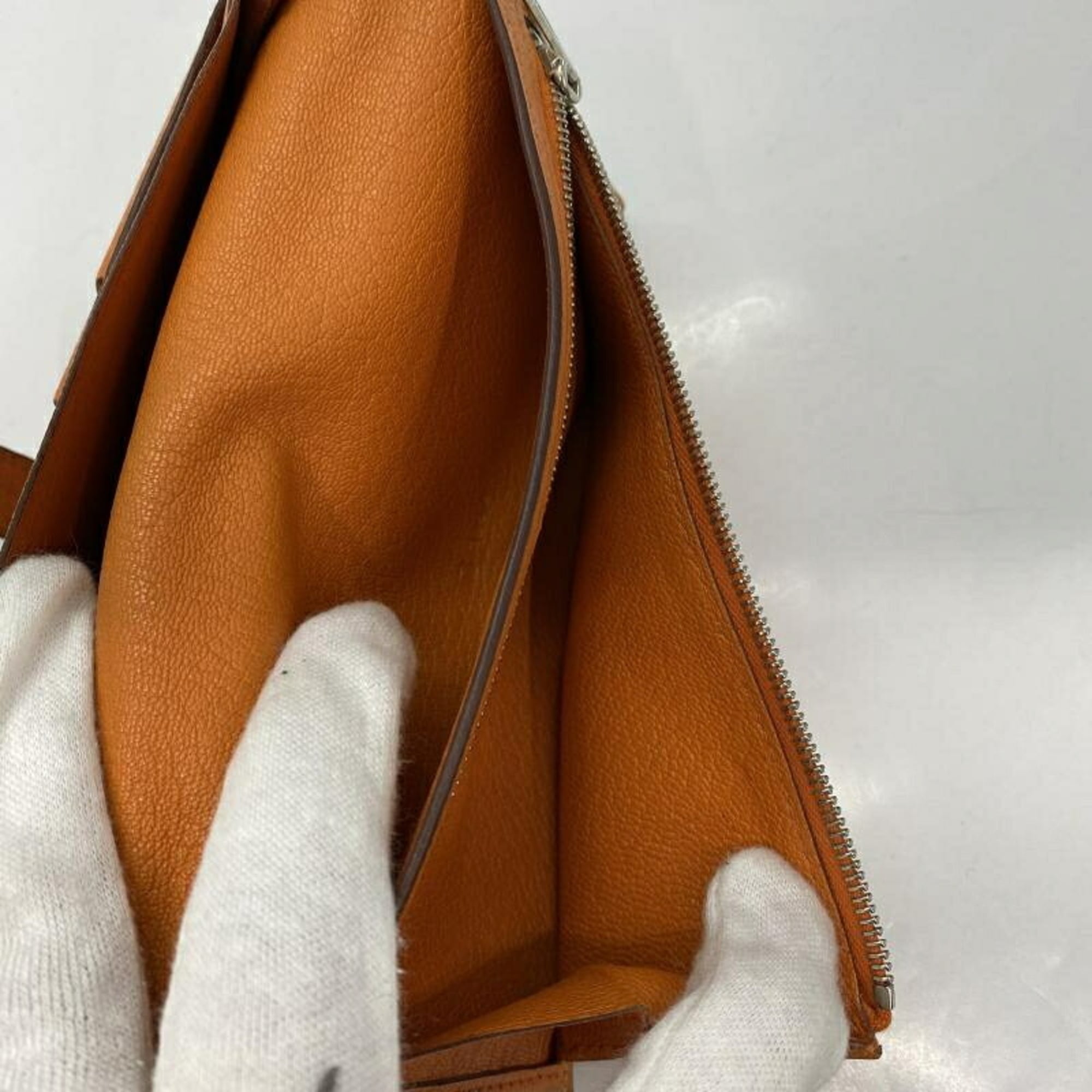 HERMES Bearn Souffle Long Wallet Orange Hermes