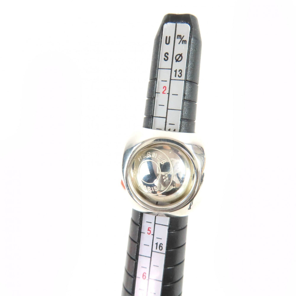 HERMES Vintage Extra Wide Sellier Ring AG925 Cube Silver Sizes 46-47-48 Weight 34.3g Women's — Like New