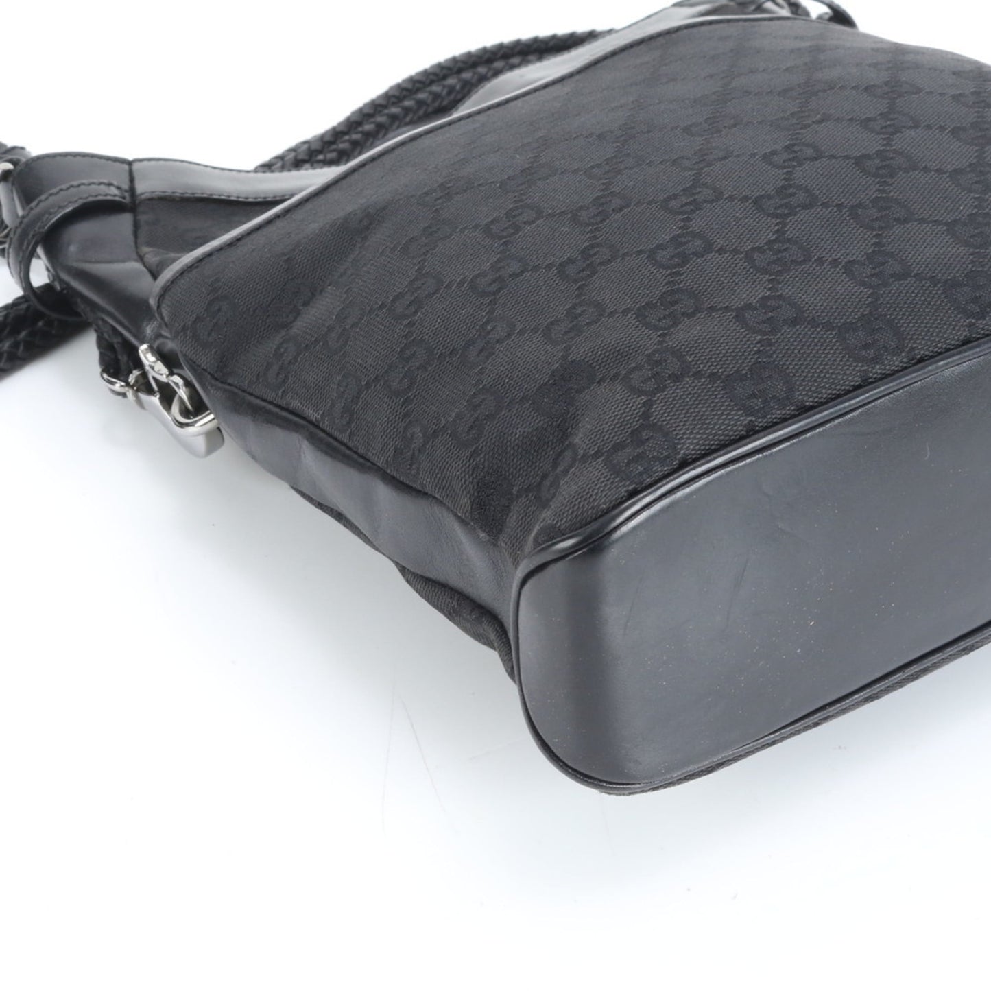 Gucci GG Canvas 109097 Leather Shoulder Bag, Handbag, Black, Women's