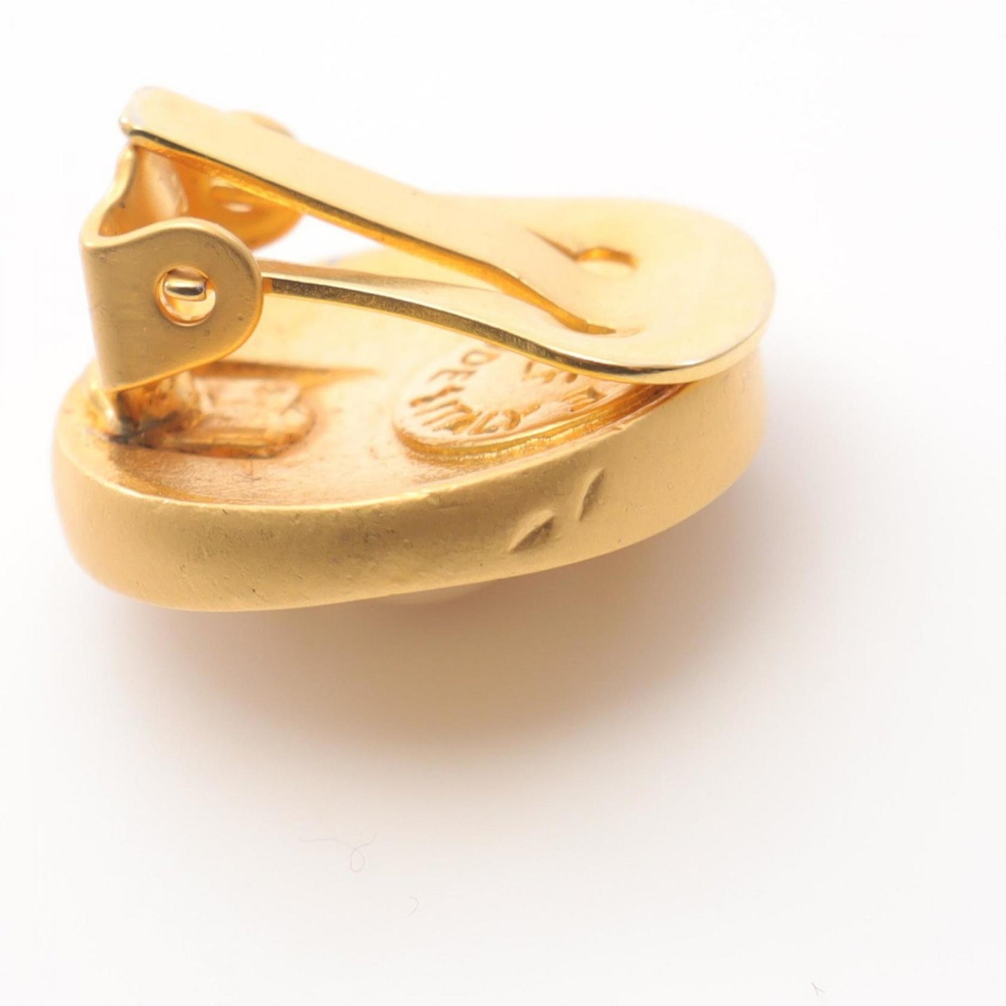 Celine logo earrings with gold-plated faux pearls for women in gold and white.